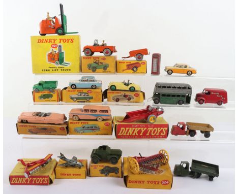 A Quantity of Dinky Toys, including: unboxed, 29c AEC Double Decker bus, 12c Telephone box, 2 x 33w Mechanical horses, 166 Su