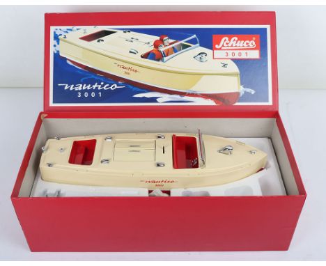 Schuco Nautico 3001 model boat, tinplate clockwork model, circa 1980’s with box in mint condition, as per pictures, L.42cms, 