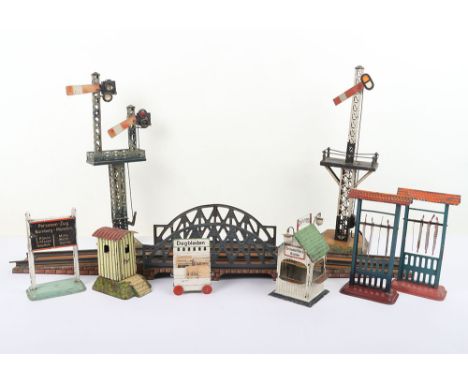 Bing gauge I Railway accessories, including two European Destination indicators, destination board with three boards, railway