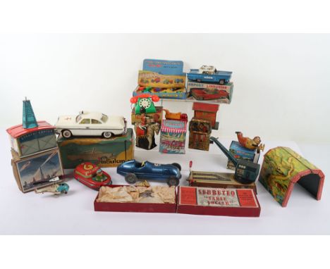 Quantity of Miscellaneous Toys, including Tinplate boxed Battery-operated Ambulance, Sanyo Airport limousine, tinplate fricti