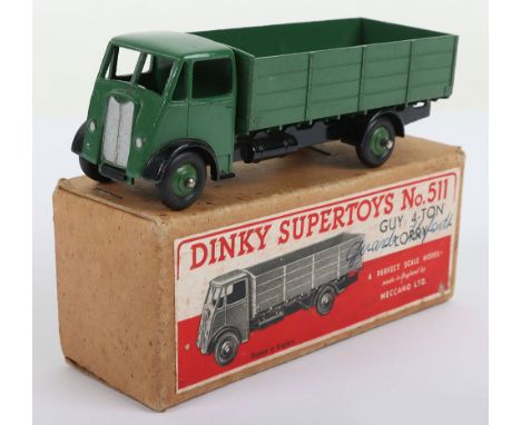Boxed Dinky Supertoys 511 Guy 4 Ton Lorry, green cab/back/wheel hubs, black chassis, in near mint original condition, with a 