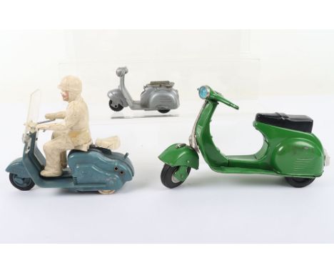Bandai (Japan) Vespa GS Tinplate Scooter metallic green body, with working friction motor, in good original condition, some w