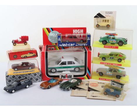 Quantity of European Diecast Models, including: Guisval Porsche Ski, No 102 Mercedes Club Regatas, No 144 Renault R-17 Rallye