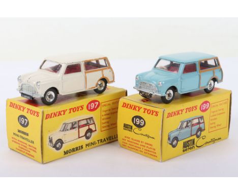 Dinky Toys 197 Morris Mini-Traveller, cream body, red interior, spun wheel hubs, in good original condition, some play wear, 
