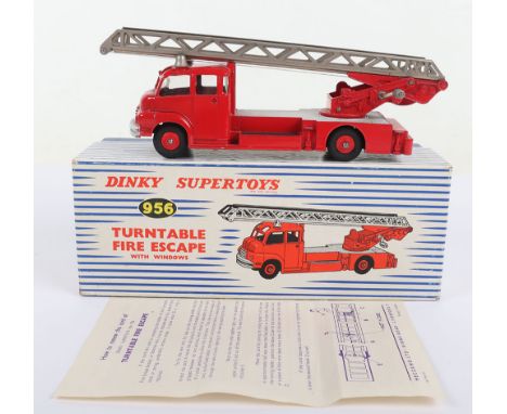Dinky Supertoys 956 Bedford Turntable Fire Escape with windows, red body, red plastic wheel hubs, in near mint original condi