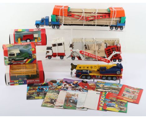 Britains and Siku Models, Boxed Britains 9512 Farm Landrover, 9553 Mini Trailer, 9555 Animal Trailer, unboxed Siku,4013 Mack 