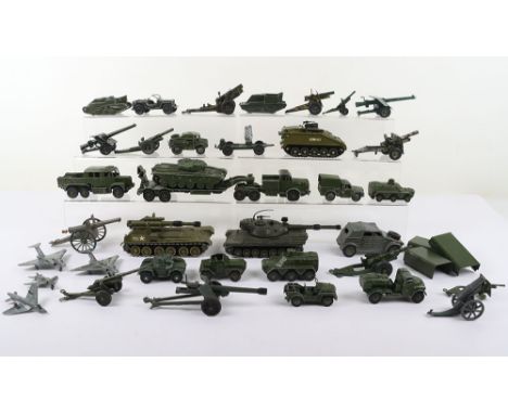 Quantity of Military Playworn Models, including : Dinky Toys 617 VW KDF & P.A.K. Anti Tank Gun, 641 Army 1 Ton Carg Truck, 64