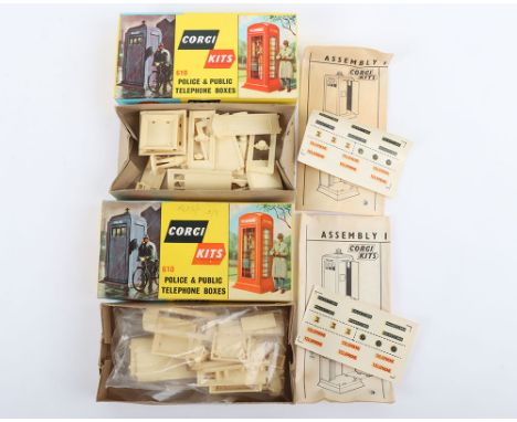 Two Boxed Corgi Kits 610 Police & Public telephone boxes, both appear unmade with instructions, decal sheets, in excellent co