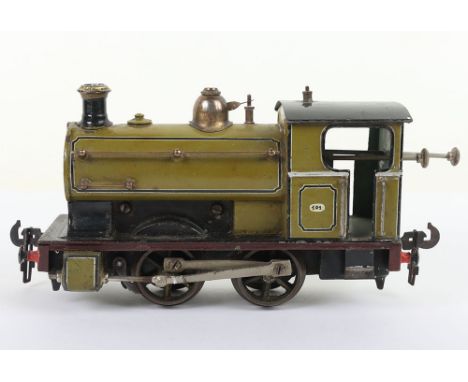 Carette for Bassett-Lowke 0 gauge clockwork ‘Peckett’ 0-4-0 Saddle tank locomotive, with external cylinders, stop/start and f