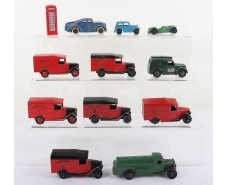 Dinky Toys Pre War 34a Royal Air Mail Service Car, in fair condition, models does have metal fatigue, 6 x 34 b Royal Mail Van