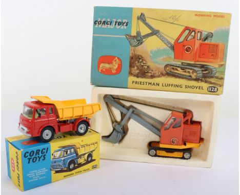 Vintage Corgi Toys 494 Bedford TK Tipper Truck, red cab/chassis, yellow tipper, lemon interior, cast wheel hubs, in near mint