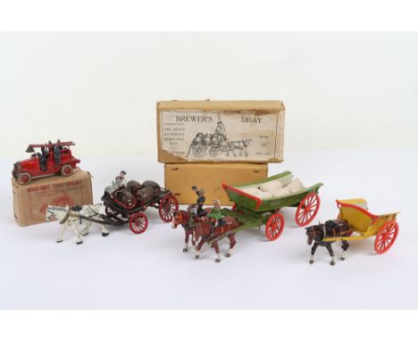 Taylor & Barrett Horse Drawn Brewers Dray,  brown/gold and red cart, with red spoked wheels, removable seat, driver with whip