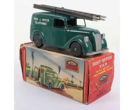 Mettoy Playthings Post Office Telephones Van, No 870/1B, green diecast model “Post Office Telephones” silver painted diecast 