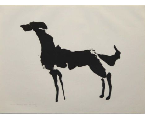 Louis le Brocquy HRHA, 1916-2012
THE TAIN - WOLFHOUND
Brush lithograph, paper size 15" x 21 1/4" (38 x 54cm), signed, inscrib