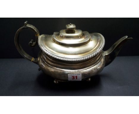 A George III silver teapot, by N H, London 1814, 697g all in. Condition Report: Shows signs erasure and repair to front and b