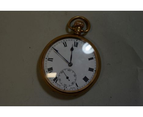 A Terrasse 9ct gold pocket watch, having 4.2 cm white enamel dial decorated Roman numerals with subsidiary deconds dial, unnu