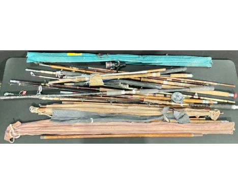 Angling Interest - an assortment of fly fishing rods, including Hardy Bros, Abu, Ryobi, Marco Elastiglas, etc, some cased (qt