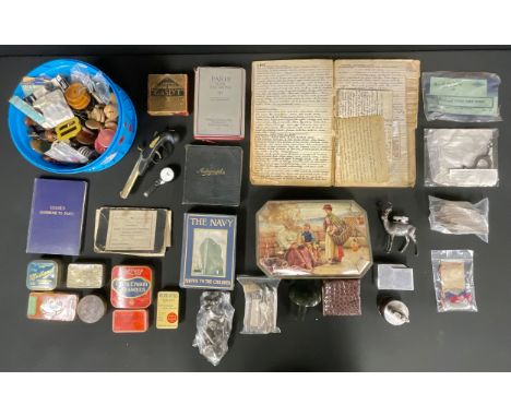 Ephemera and Collectables - a novelty Ibex cigarette lighter, other; an LMS hand written recipe book; assorted buttons, Horli