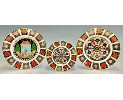 A Royal Crown Derby Imari 1128 pattern side plate, 22cm, printed mark, first quality; an 1128 tea plate, first quality; a Chr