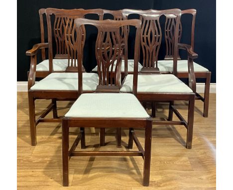A set of six Chippendale Revival mahogany dining chairs 