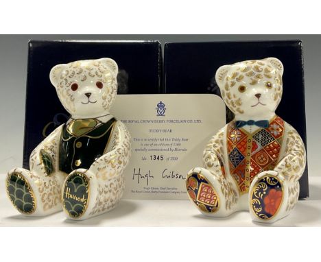 A Royal Crown Derby paperweight, Harrods Teddy Bear, specially commissioned by Harrods of Knightsbridge, this is number 1,345