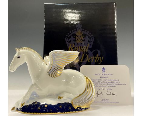 A Royal Crown Derby paperweight, Pegasus, the first in a pair of Mythical Beasts exclusive to Goviers of Sidmouth, designed b