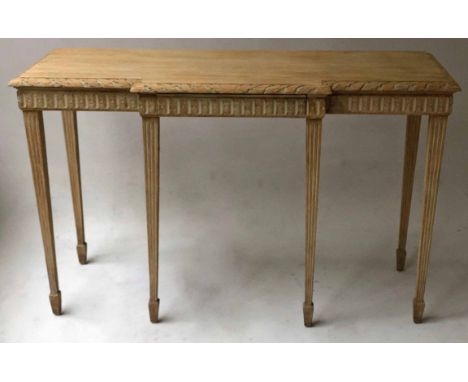 CONSOLE TABLE, French Louis XVI style limed oak breakfront with single frieze drawer, 129cm x 79cm H x 48cm.