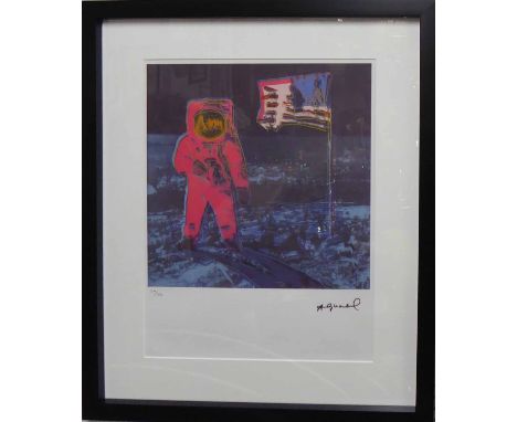 ANDY WARHOL 'Moon Landing (red)', 1977, lithograph, numbered 39/100, by Leo Castelli Gallery, edited by Georges Israel (blind