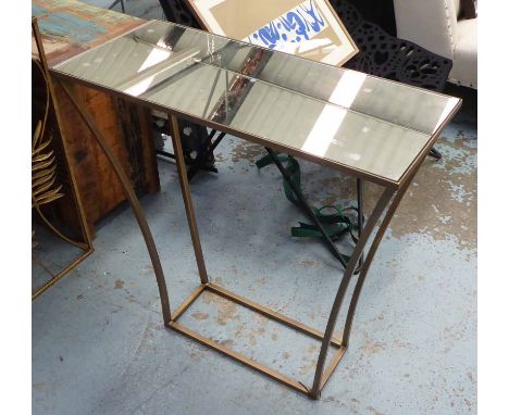 CONSOLE TABLE, 1950's French style with antiqued mirror top, 80cm x 35cm x 80cm.