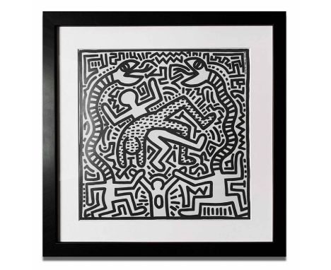 KEITH HARING 'Untitled', limited edition lithograph, published in 1983 by Island Records, Keith Haring 1982, 40cm x 40cm, fra