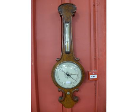 A Victorian walnut banjo barometer 