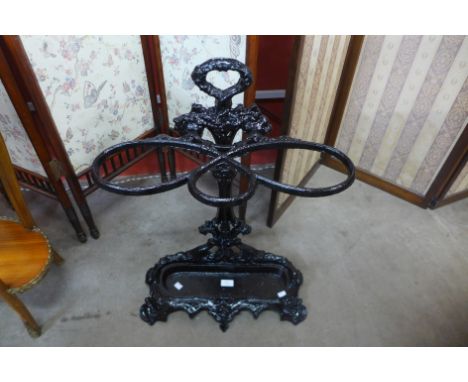 A Victorian painted cast iron stick stand, manner of Coalbrookdale 