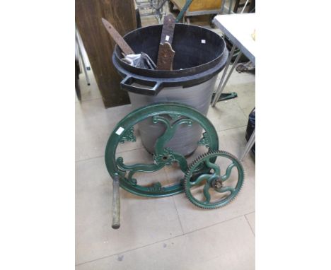 Assorted vintage tools, cogs, etc. 