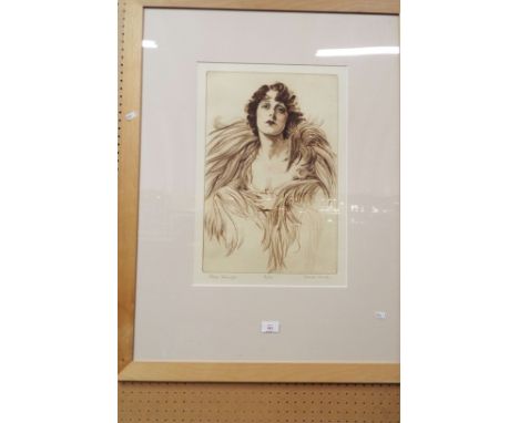 FRANK MARTIN (1921 - 2005) "Norma Talmadge" coloured limited edition etching, signed titled and numbered 71 of 100 to lower m