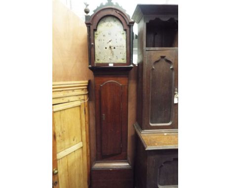 A mahogany cased longcase clock by Godfrey Sudbury, the metal dial with painted floral detail and secondary dial, in need of 