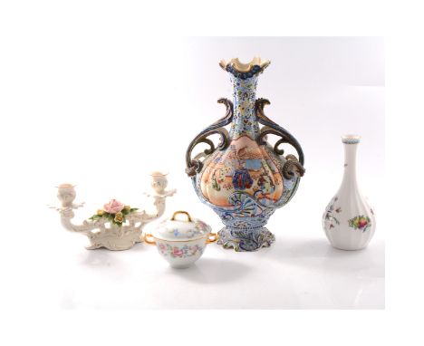 Japanese Satsuma vase, 32cm, damaged, Wedgwood, Limoges, Spode and other decorative ceramics.