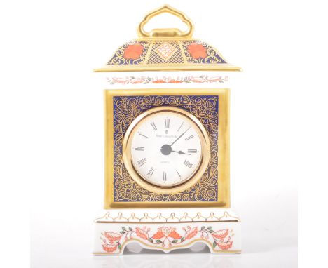 Royal Crown Derby, Imari mantel clock, pattern 1128, dated 2001, second quality, 18cm.