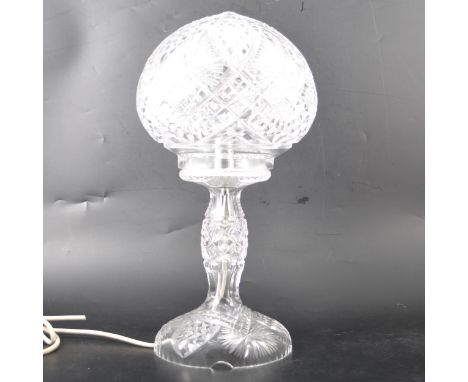 Lead crystal table lamp, dome shade, 38cm.