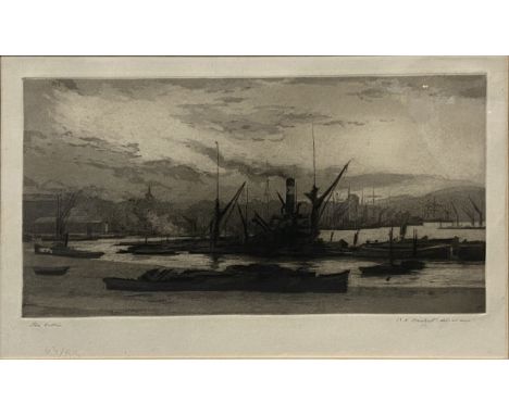 Charles Henry Baskett, The Collier, aquatint, singed and titled in pencil, plate marks 18x30cm.