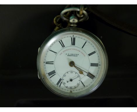 J G Graves Sheffield 'The 'Express' English Lever silver open faced pocket watch with subsidiary seconds dial, gold hands and