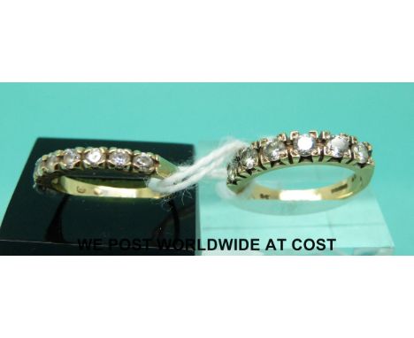 Two 9ct gold rings set with cubic zirconia (size K)