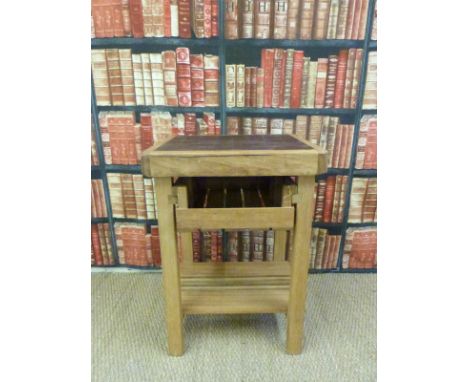 An oak butchers block with hardwood panel, drawer and shelf underneath (H86xW61xD52cm)