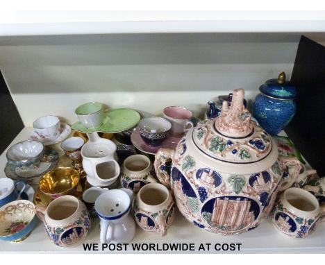 A collection of lustre ware including Royal Winton, Carltonware including a Mikado pattern cup and saucer, Maling Coronet pat