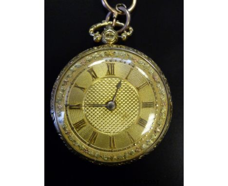 Grayam London 18ct gold gentleman's pocket watch with key-wind fusee movement numbered 3767, ornately engraved case, self-col