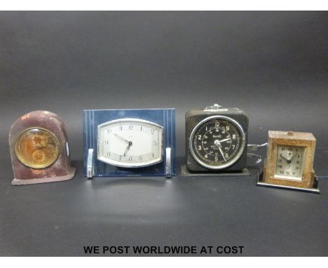 An Art Deco Jaz clock by Zenith  for Birch & Gaydon, Lord & Water, together with a retro Enfield clock and a Smith's interval