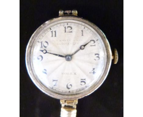 Rolex for G A Baker & Son Gloucester, 15ct gold ladies wristwatch with blued Breguet hands and Arabic numerals on engine turn