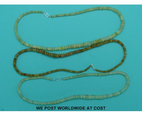 Three opal beaded necklaces