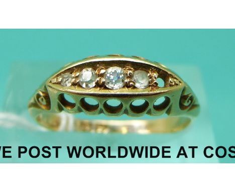 An 18ct gold ring set with diamonds (size O)