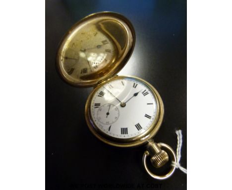 Swiss gentleman's pocket watch in full hunter "Empress" Canadian American Watch Company gold plated case, no. 3681741, the en