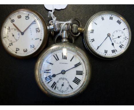 Three various pocket watches, one military Cyma with ministry broad arrow and 'G.S.T.P. M 66882' to case. 